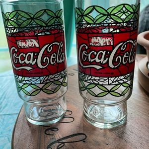 Retro Coca Cola glasses - two
